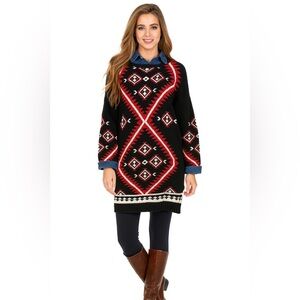 Lauren. Ralph Lauren Navy and White Knit Sweater Size L Preppy Aztec Western
